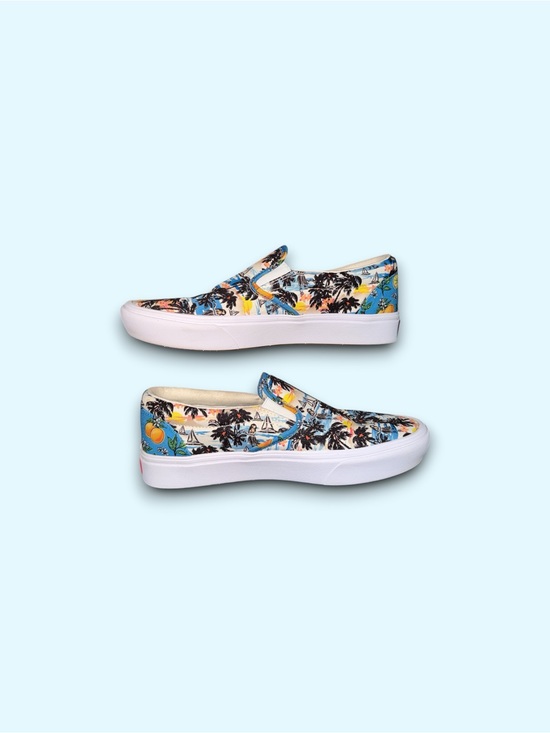Vans Classic Slip On Customs Hawaiian Aloha White Sneakers Shoes Men’s Size 7 main image 4